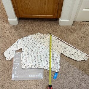 Cupshe Kids White Confetti Long Sleeve Sweater